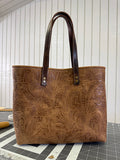 Brown Embossed Signature Tote